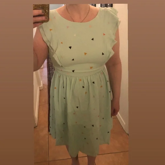 Modcloth | Dresses | Modcloth Mint Green Midi Dress With Triangle Pattern |  Poshmark